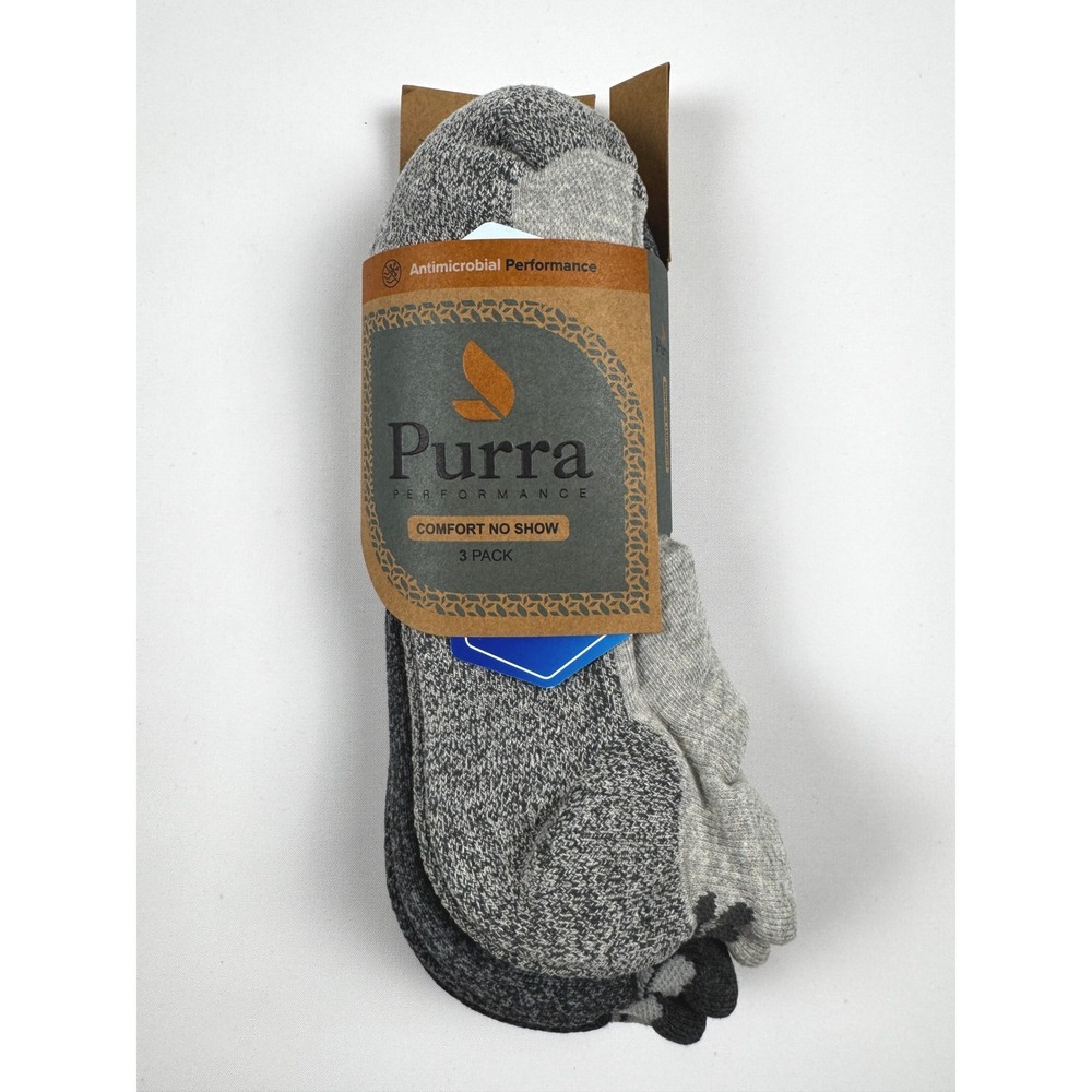 Purra Performance Comfort No‎ Show Socks Large Grey 3-Pack New In Packaging